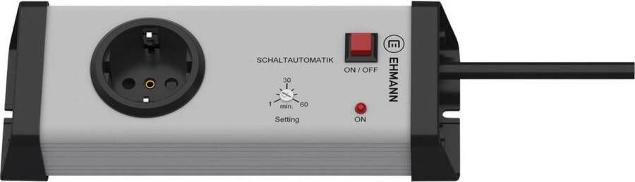 Ehmann 0217c01012a01 Stekkerdoos met schakelklok 1-voudig Grijs Zwart Randaarde stekker 1 stuk(s)