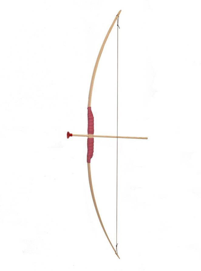 Holzkonig Houten PIJL EN BOOG Blank 100cm. Uitrusting met rug koker rood voor pijlen ( 10 pijlen )