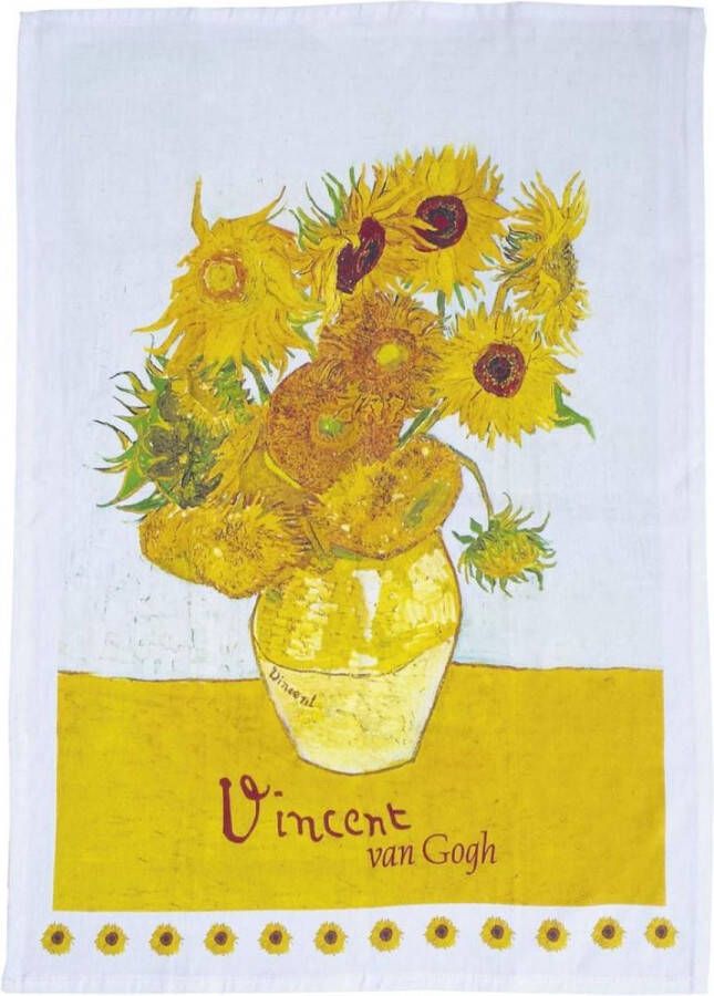 Eigen Theedoek kunstwerk de Zonnebloemen van Vincent van Go