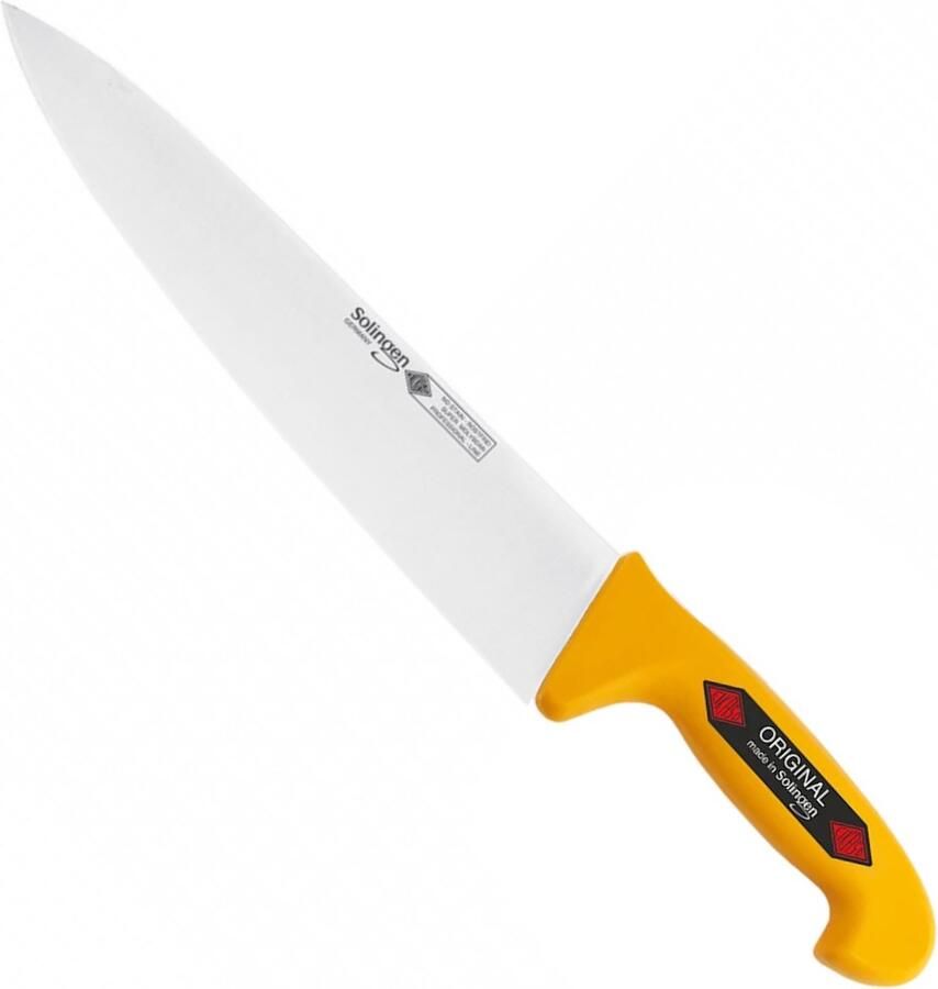 Eikaso Solingen Breed Koksmes 21 cm Semi Flexibel Ergonomisch Handvat Geel