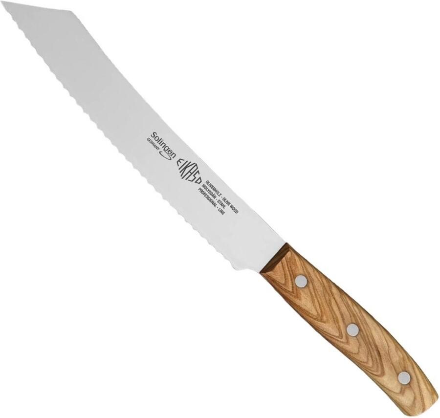 Eikaso Solingen G-Line Broodmes 21 cm Olijfhouten Handvat Duitse Precisie
