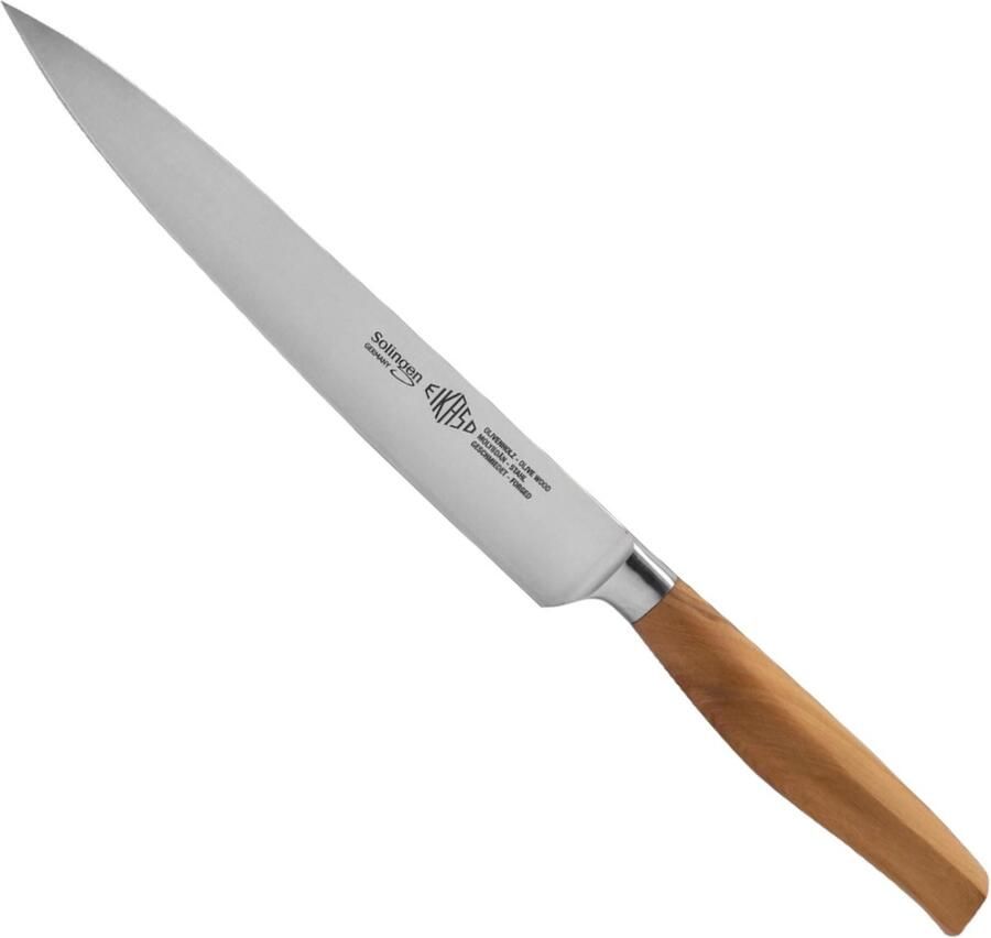 Eikaso Solingen Gesmeed Vleesmes 21 cm Handgesmeed RVS Olijfhouten Handvat