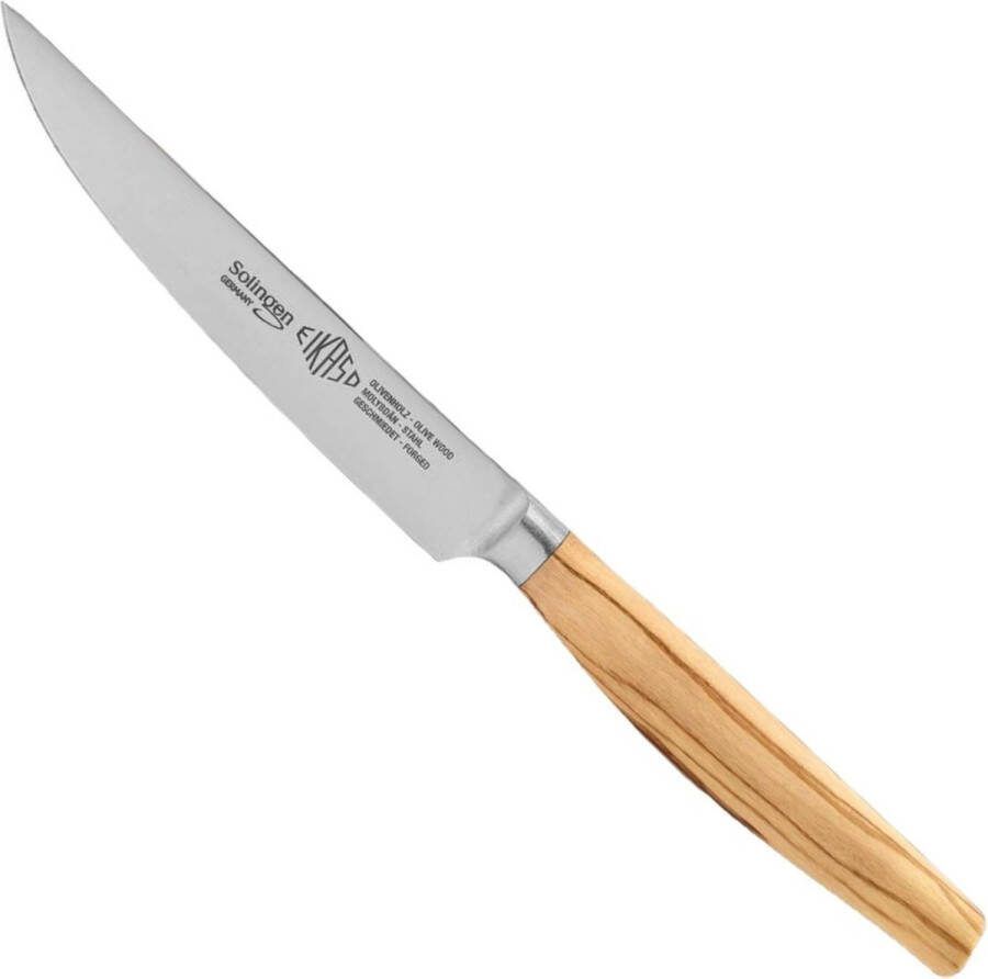Eikaso Solingen Gesmeed Steakmes 12 cm met Olijfhouten Handvat Perfecte Snede