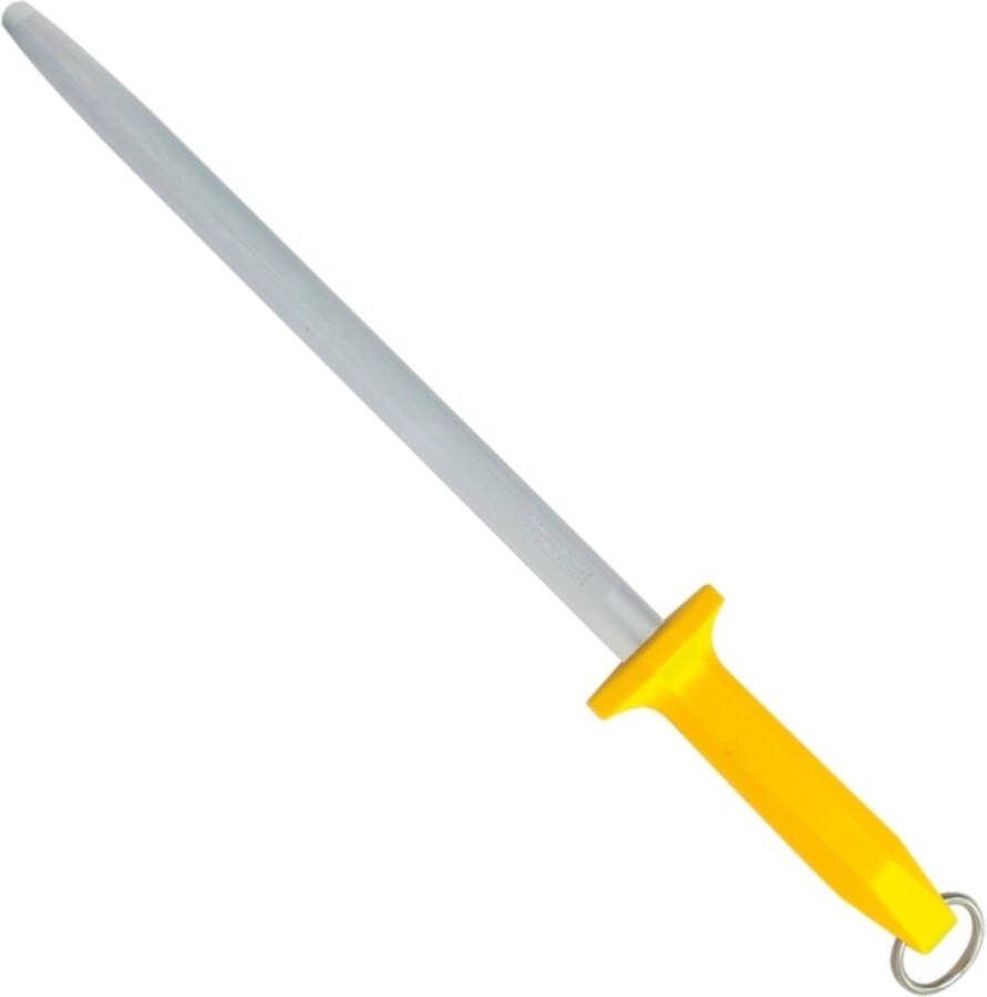Eikaso Solingen Ovaal Aanzetstaal 31 cm RVS met Polijstafwerking Ergonomisch Geel Heft