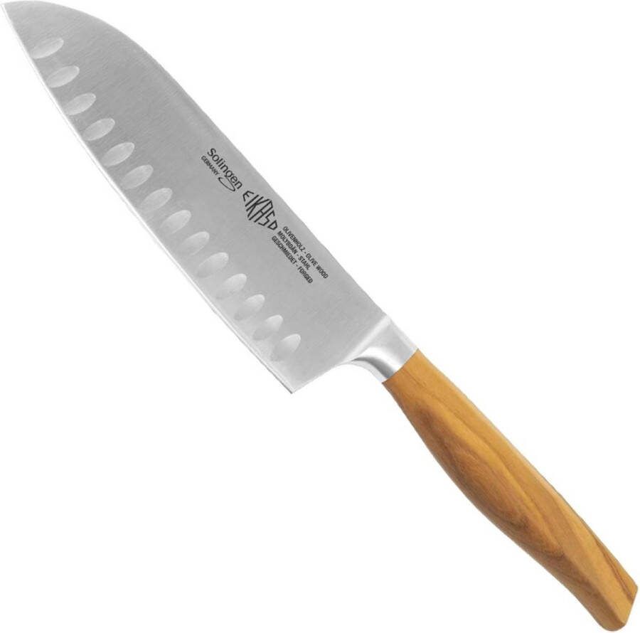 Eikaso Solingen Santokumes 16 cm Gesmeed met Kullenschliff Olijfhouten Handvat
