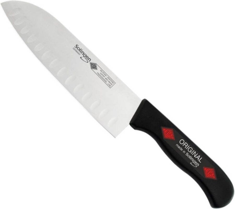 Eikaso Solingen Santokumes 18 cm Semi-flexibel met Kuilen Ergonomisch Handvat Zwart