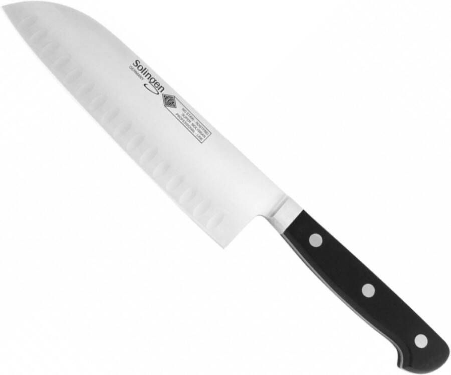 Eikaso Solingen Santokumes 18 cm met Kuilen Ergonomisch Gastro Handvat Zwart