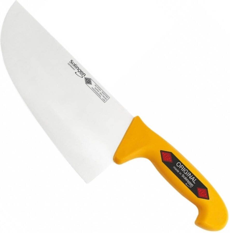 Eikaso Solingen Slagersmes Extra Breed 20 cm Lemmet Stijf Geel Heft