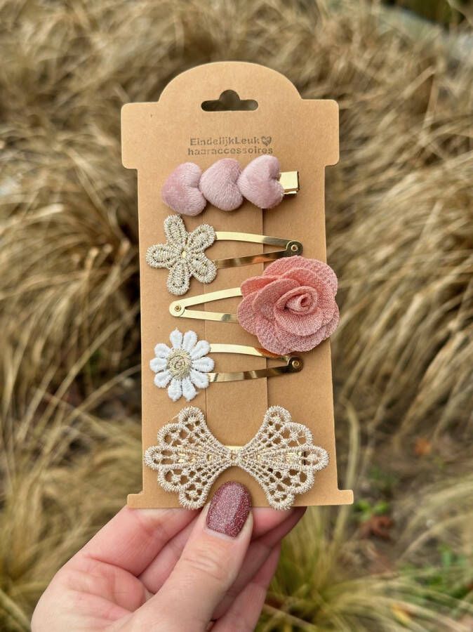 EindelijkLeuk Haarspeldjes voor meisjes Haaraccessoires meisjes Haarspeldjes voor meisjes en baby's Haarknipjes Haarclips Handgemaakte haaraccessoires – Haarknipjes Roze Roos – Cadeautje – Haaraccessoires bruiloft