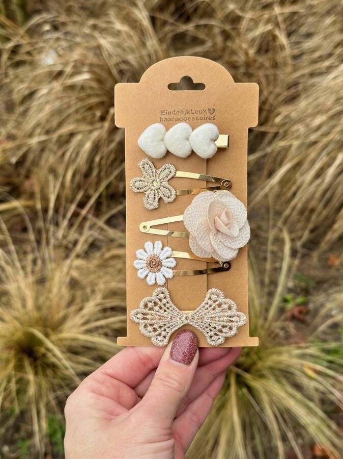 EindelijkLeuk Haarspeldjes voor meisjes Haaraccessoires meisjes Haarspeldjes voor meisjes en baby's Haarknipjes Haarclips handgemaakte haaraccessoires – Haarknipjes creme Roos – Cadeautje – Haaraccessoires bruiloft