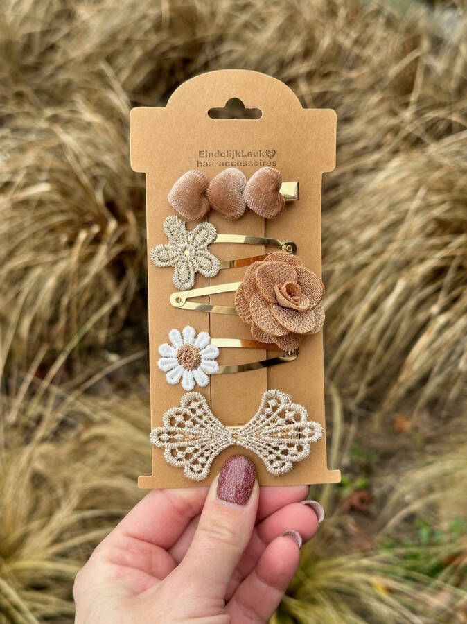 EindelijkLeuk Haarspeldjes voor meisjes Haaraccessoires meisjes Haarspeldjes voor meisjes en baby's Haarknipjes Haarclips handgemaakte haaraccessoires – Haarknipjes Taupe Roos – Cadeautje – Haaraccessoires bruiloft