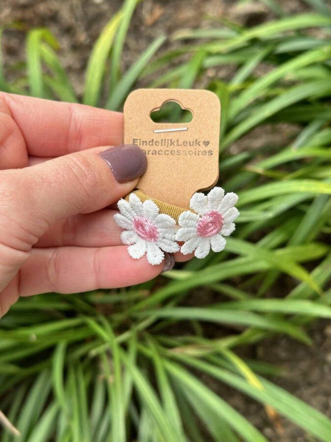 EindelijkLeuk Schattige haarelastiekjes bloem Madleief roze klein Haarelastiekjes Elastiekjes voor meisjes Haaraccessoires voor meisjes Mooie haarelastiekjes meisje Cadeautje meisje Setje van 2 elastiekjes