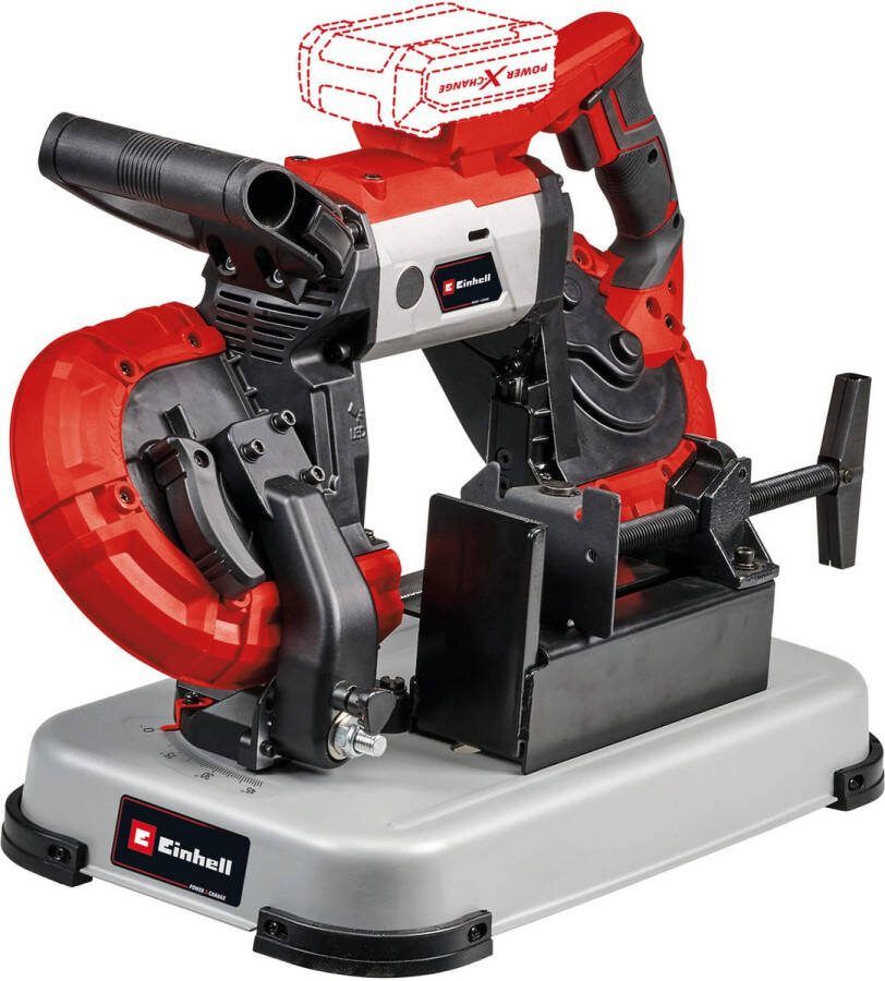 Einhell Accu Bandzaag TE-MB 18 127 U Li Solo Power X-Change 18 V Li-Ion Zaagsnelheid: 120 m min Zaaghoogte: 115 mm Zaagbreedte: 127 mm Hoekverstelling 0° tot 47° Incl. 2x zaagband Excl. accu en lader