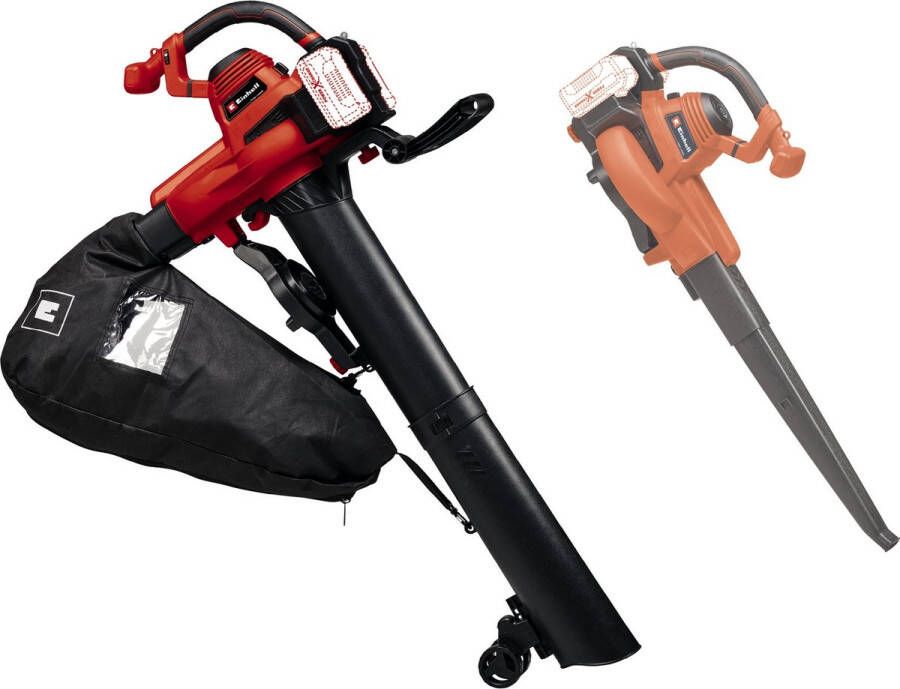 Einhell Accu Bladblazer- zuiger GE-CL 36 230 Li E Solo Power X-Change- 36 V Li-ion Blaas- zuigfunctie Blaassnelheid: 230 km h Turboschakelaar Incl. zuigbuis + blaasbuis Excl. accu en lader