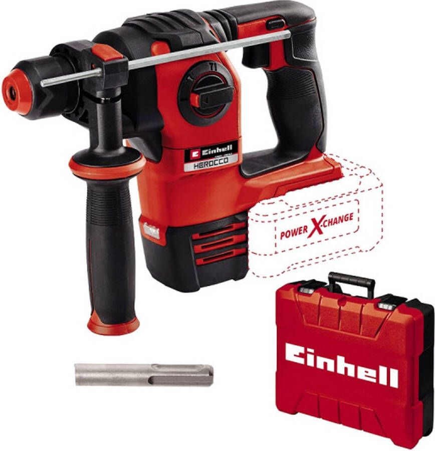Einhell Accu Boorhamer HEROCCO Power X-Change (Li-Ion 18 V 2.2 J 18 Nm borstelloze motor pneumatisch slagwerk SDS plus gereedschapshouder incl. e-box zonder accu en lader)