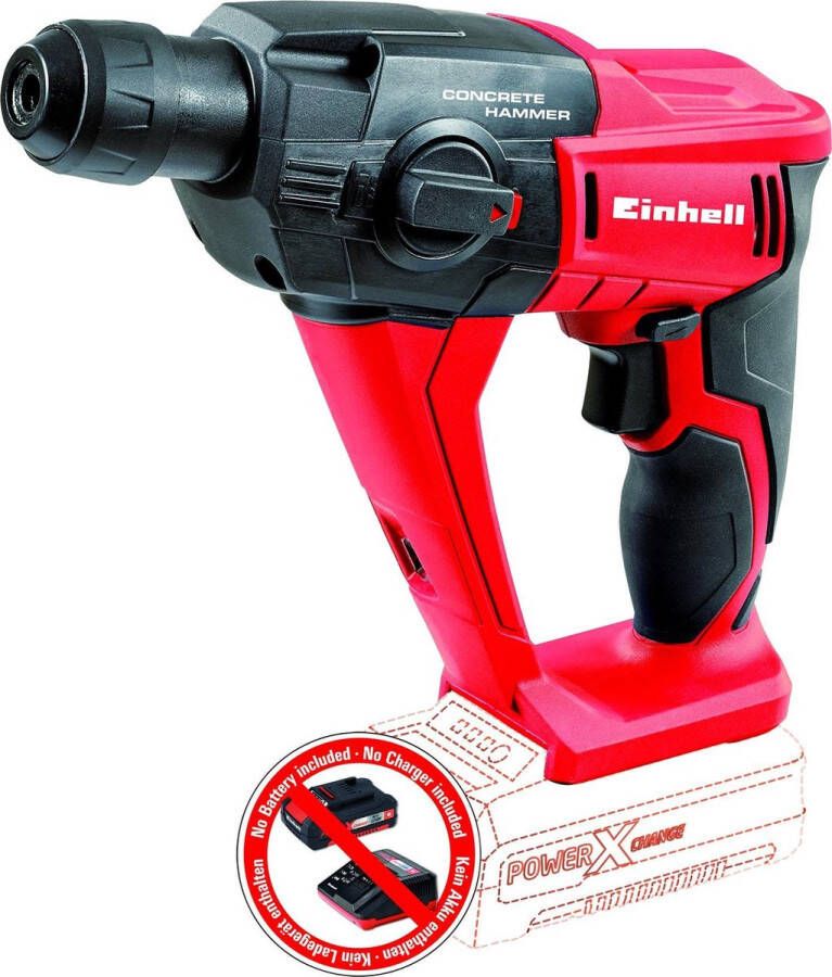 Einhell Accu Boorhamer TE-HD 18 Li-Solo Power X-Change (Li-Ion 18 V 1.2 J boorcapaciteit in beton 12 mm SDS plus opname LED verlichting zonder accu en lader)