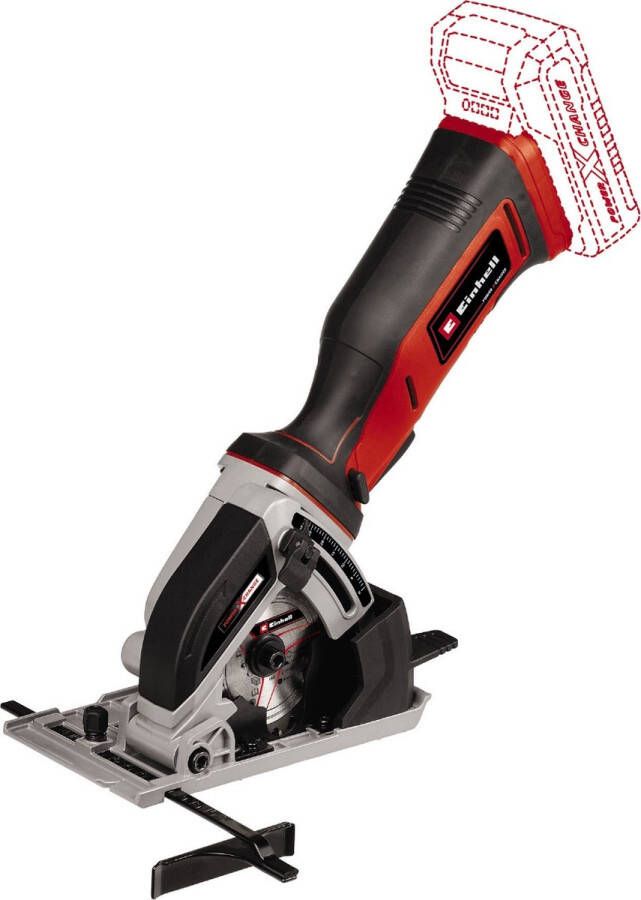 Einhell Accu Mini Cirkelzaag TE-CS 18 89 Li Solo Power X-Change (li-ion 18 V gereedschapsloze instelling van de zaagdiepte hoogwaardige voetplaat zonder accu en lader)