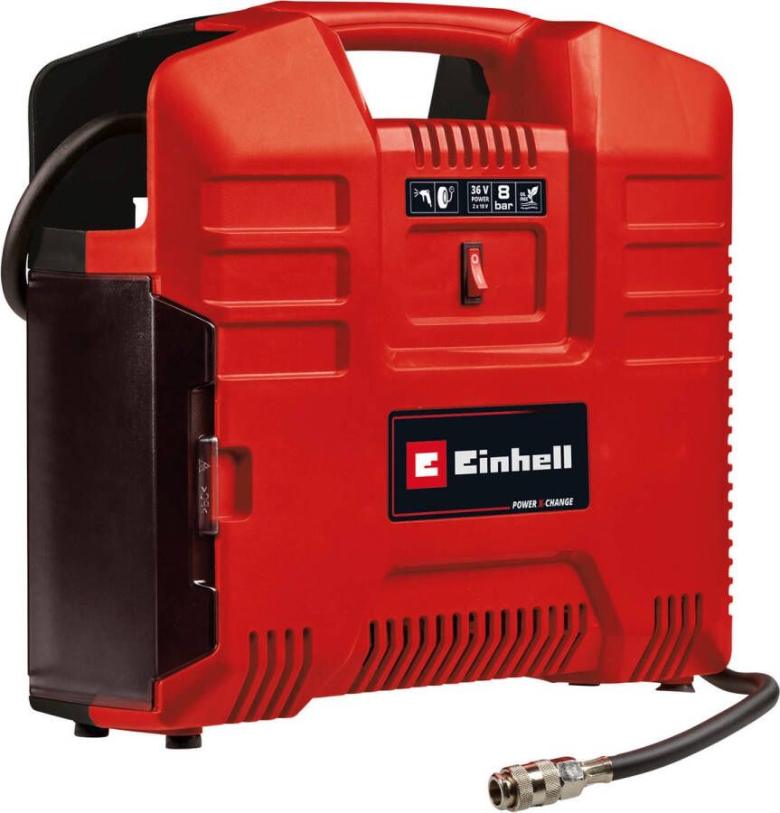 Einhell accu-koffer-compressor TE-AC 36 8 Li OF Set Solo Power X-Change (36 V max. 8 bar olievrij zuigvermogen 130 l min incl. 3-delige adapterset zonder accu en oplader)