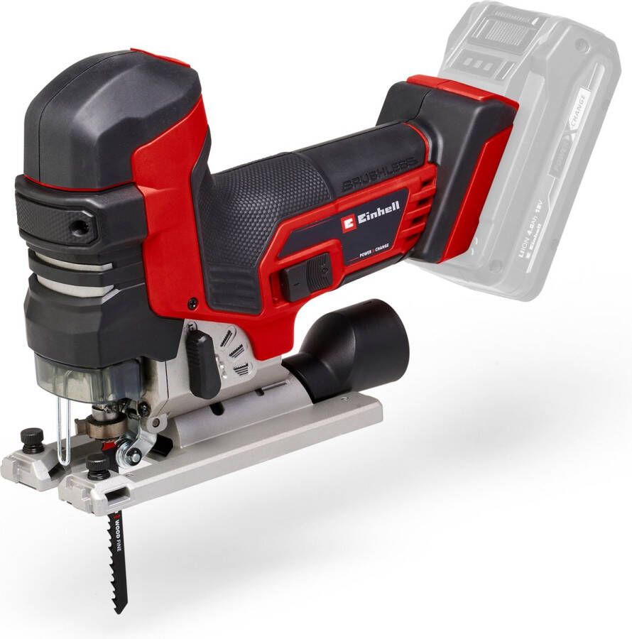 Einhell Accu Decoupeerzaag TP-JST 18 135 Li BL Solo Power X-Change 18 V Li-ion Slaghoogte: 26 mm Versteksneden: max. 45° Incl. 3 zaagbladen Excl. accu en lader