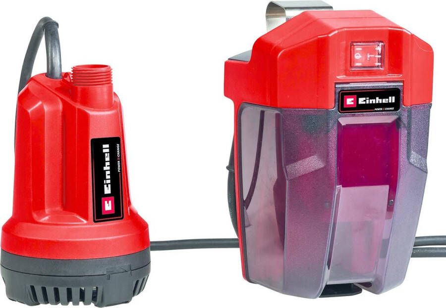Einhell Accu Dompelpomp GE-SP 18 Li Solo Power X-Change 18 V Li-Ion 5.000 l u Max. opvoerhoogte: 8 m Max. dompeldiepte: 4 m Afzuigend tot: 15 mm Stroomkabel: 5 m Excl. accu en lader