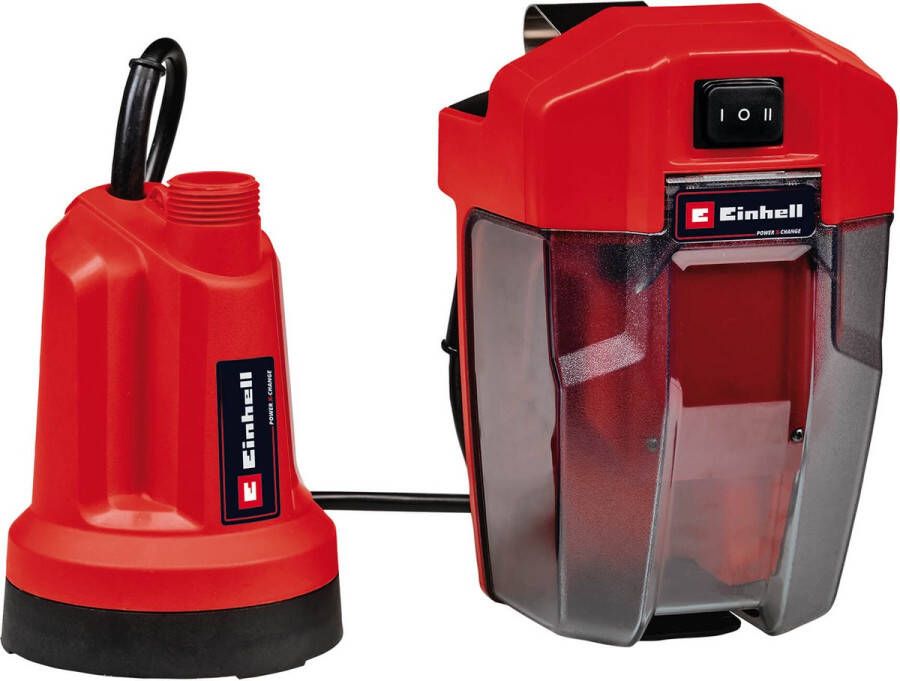 Einhell Accu Dompelpomp GE-SP 18 LL Li Solo Power X-Change 18 V Li-Ion 4.500 l u Max. opvoerhoogte: 8 m Max. dompeldiepte: 4 m Afzuigend tot: 1 mm Stroomkabel: 5 m Excl. accu en lader