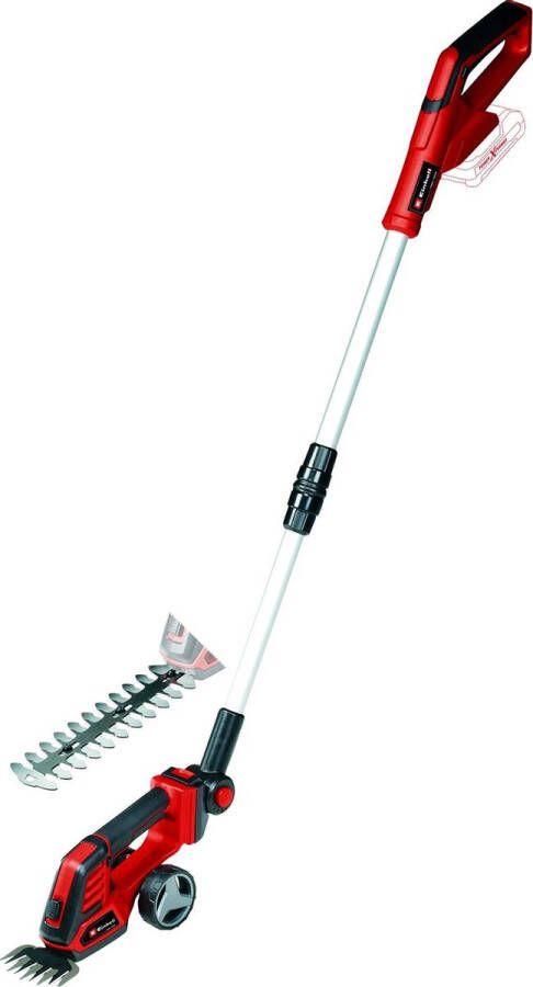 Einhell Accu Gras- Heggenschaar GE-CG 18 100 Li T Solo Power X-Change 18 V Li-Ion Telescoopsteel Knipbreedte grasschaar: 10 cm Snoeibreedte heggenschaar: 20 cm Excl. accu en lader