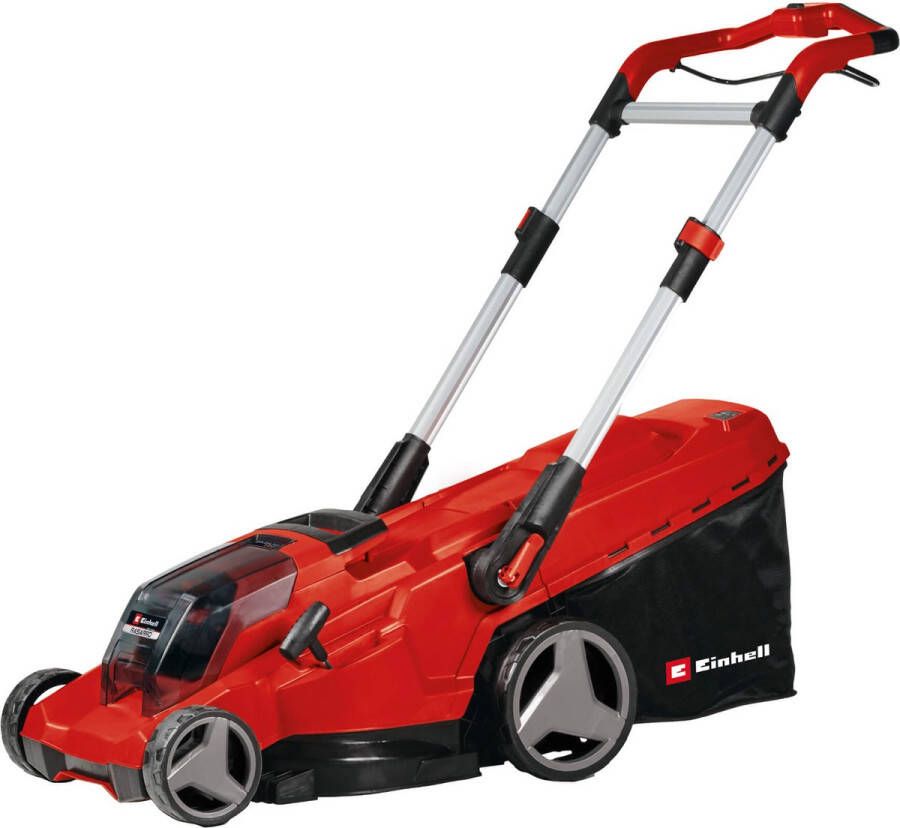 Einhell Accu Grasmaaier RASARRO 36 42 Li Kit Power X-Change 36 V Li-ion Maaibreedte 42 cm Aanbevolen gazonoppervlakte: tot 725 m² 50 L opvangbak Maaihoogte: 25-75 mm Mulching functie incl. 2x 5.2Ah + 1x DUO-lader