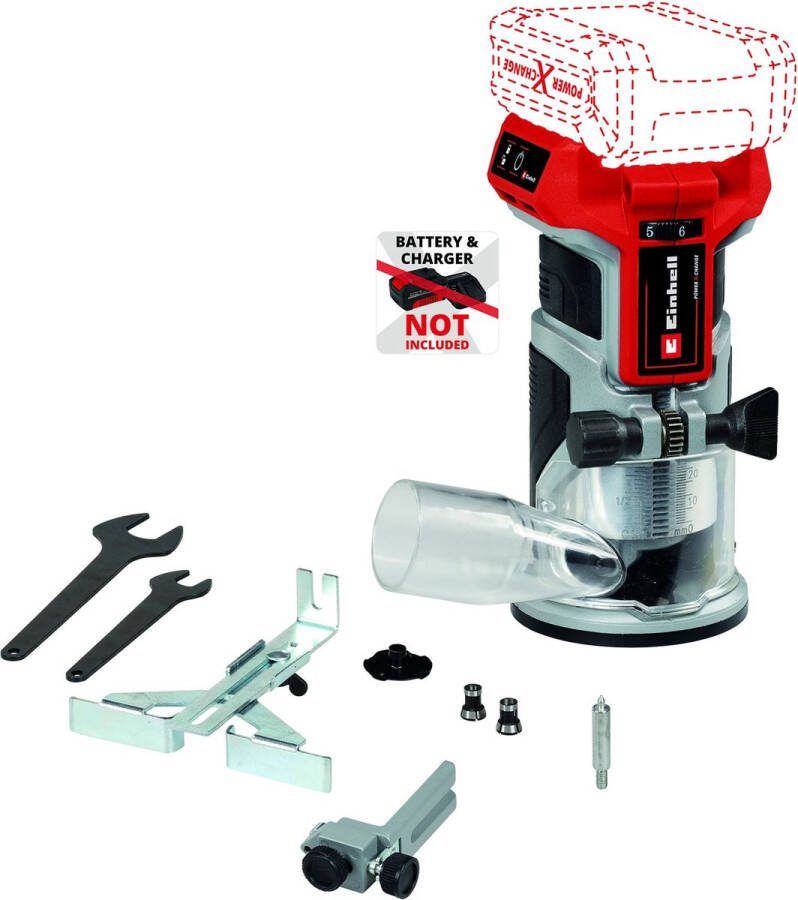 Einhell Accu Kantenfrees TP-ET 18 Li BL Solo Power X-Change 18 V Li-ion 6 en 8 mm spantang Koolborstelloze motor Excl. accu en lader