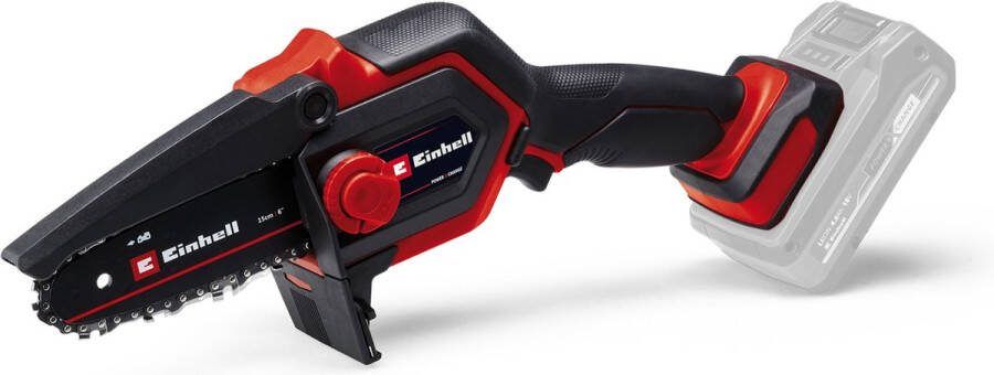 Einhell Accu Mini Kettingzaag GE-PS 18 15 Li BL-Solo Power X-Change 18 V Li-ion Koolborstelloze motor Zwaardlengte: 20 cm Max. Zaaglengte: 14 cm Kettingsnelheid: 4 8 m s Excl. accu en lader