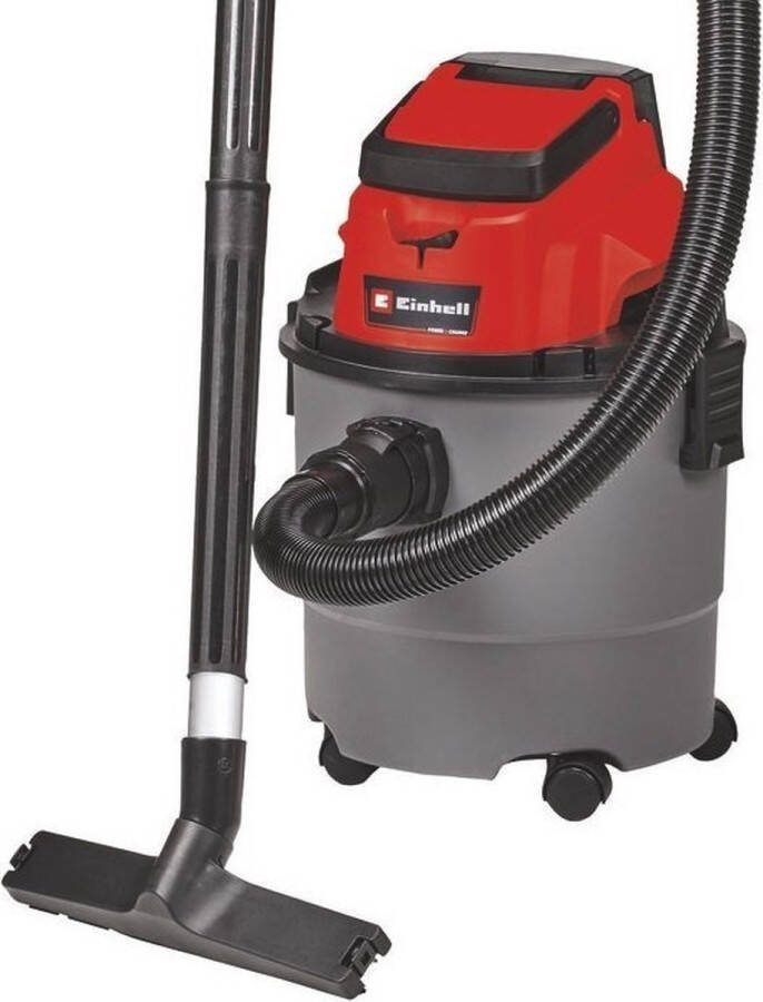 Einhell Accu Nat- Droogzuiger TC-VC 18 15 Li Solo Power X-Change 18 V Li-Ion 15 L Max. Zuigkracht: 80 mbar Slanglengte -diameter: 1 5 m 36 mm 72 dB Blaasfunctie Incl. 10-delige Accessoireset Excl. Accu en lader