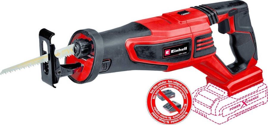 Einhell Accu Reciprozaag TP-AP 18 28 Li BL Solo Power X-Change 18 V Li-ion 0-2.600 t min Slaghoogte: 22 mm Max. Zaagdiepte (hout kunststof metaal): 200 20 12 mm Incl. 1x zaagblad voor hout Excl. accu en lader