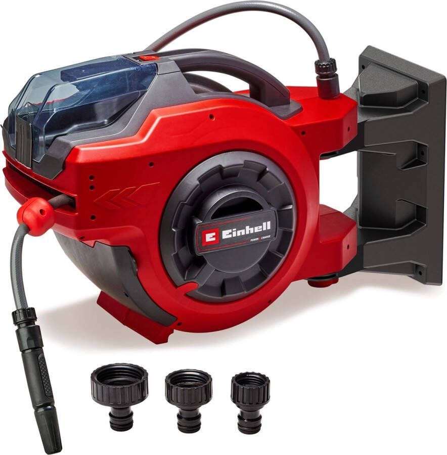 Einhell Accu Slanghaspel GE-HR 18 30 Li Solo Power X-Change 18 V Li-ion 30 meter + 1 5 meter Automatisch slang oprollen 180° Draaibaar Excl. accu en lader