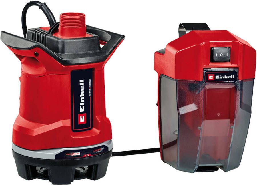 Einhell Accu Vuilwaterpomp GE-DP 18 25 Li Solo Power X-Change 18 V Li-Ion 7.500 l u Max. opvoerhoogte: 5 m Max. dompeldiepte: 4 m Afzuigend tot: 35 mm ECO BOOST modus Excl. accu en lader