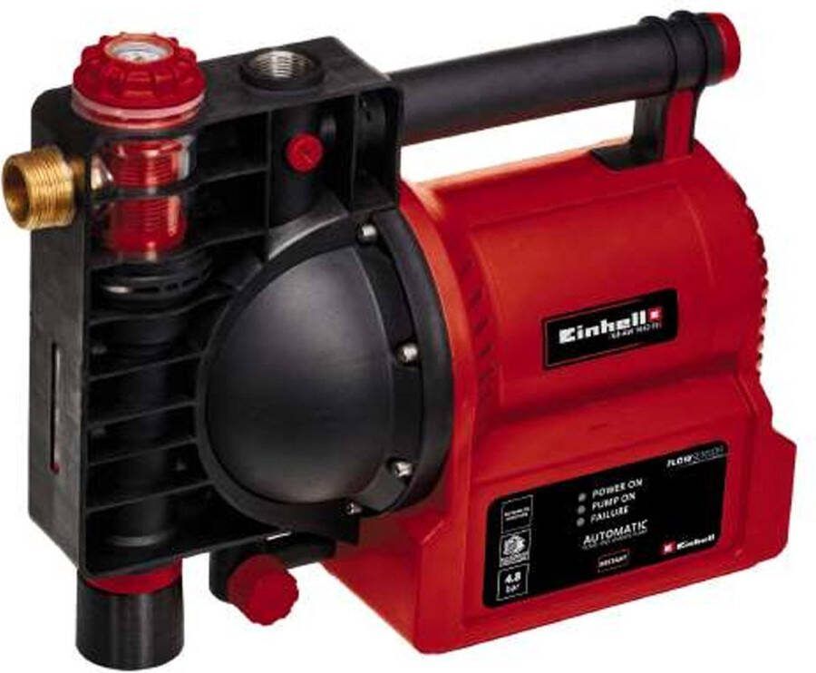 Einhell Automatische Tuinpomp GE-AW 1042 FS 1050 W Max. druk: 4.8 bar Max. levercapaciteit: 4.200 l u Max. opvoerhoogte: 48 m Max. Zuighoogte: 8 m Automatische functie LED-Display
