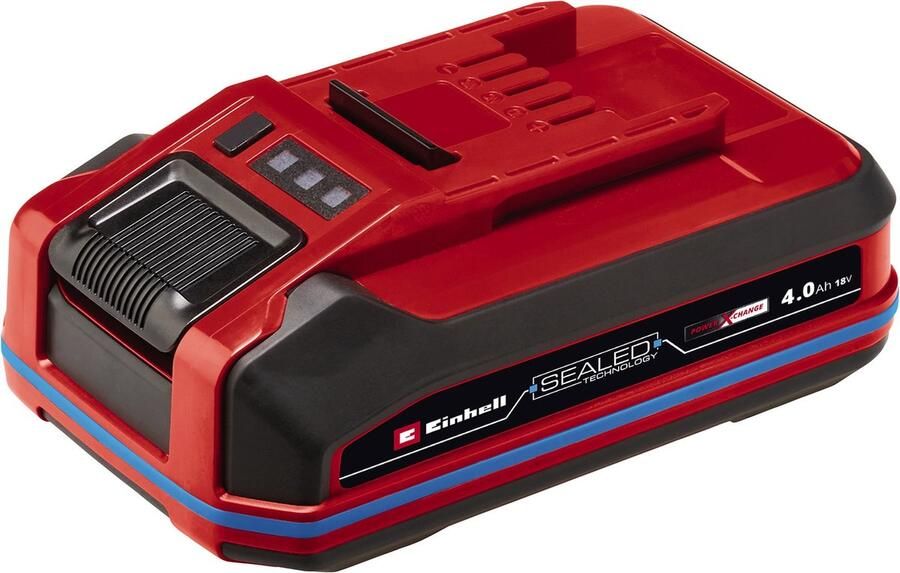 Einhell 4.0 Ah Sealed Plus Accu Power X-Change 18 V Li-ion Max. vermogen: 900 W 100% bescherming tegen stof waterstralen en permanente onderdompeling IP57 Active Accu Management Systeem