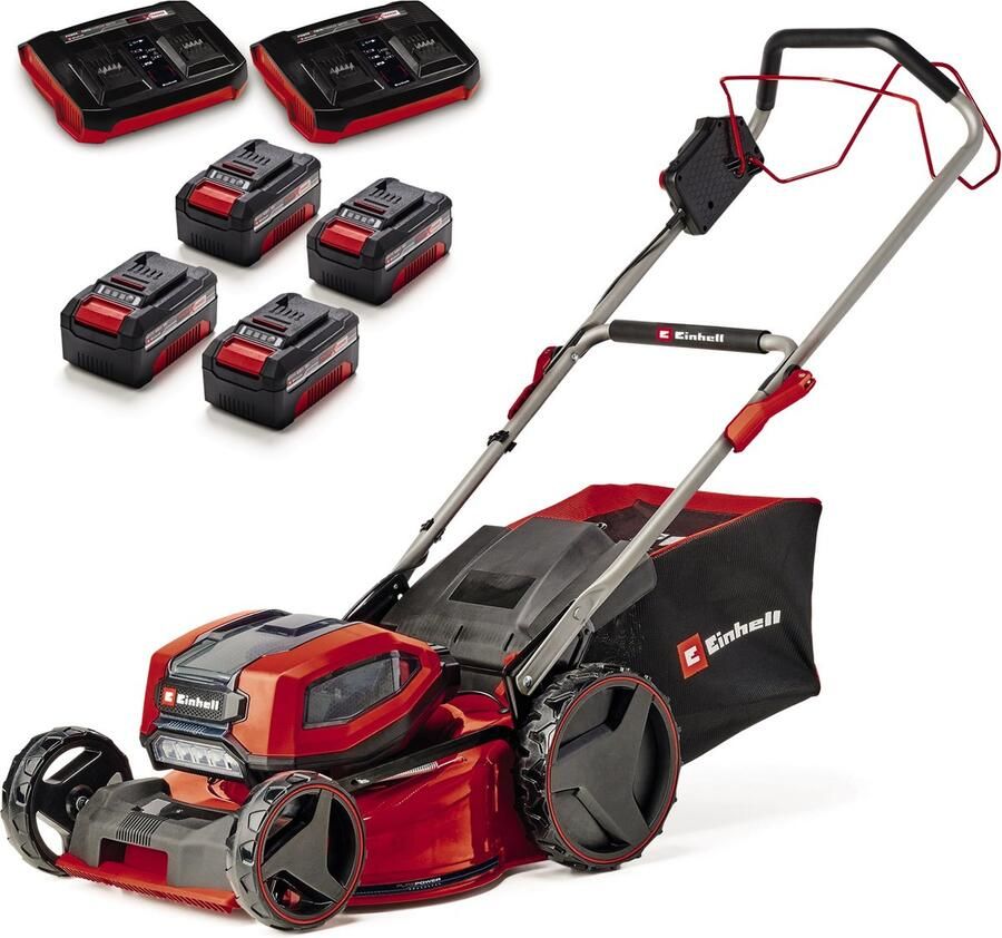 Einhell Accu Grasmaaier GP-CM 36 47 S BL Li Kit Power X-Change 36 V Li-ion Maaibreedte: 47 cm Aanbevolen gazonoppervlakte: tot 700 m² 65 L opvangzak Maaihoogte: 25-80 mm Incl. 4x 4.0 Ah Accu en 2x DUO-lader