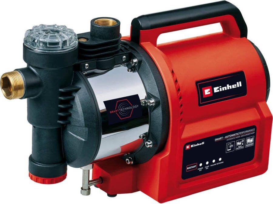 Einhell Elektrische Automatische Tuinpomp GE-AW 1144 SMART 1100 W 4.8 bar 4.400 l u Max. opvoerhoogte: 48 m Max. Zuighoogte: 8 m Automatische functie LED-Display SMART-functie: App-bediening