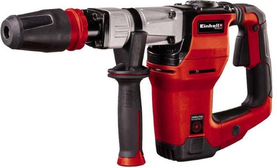 Einhell Breekhamer TE-DH 12 (1050 W 12 J SDSmax-gereedschapshouder trillingsgedempte handgreep flexibel verstelbare extra handgreep 4 m rubberen kabel incl. Spitse- platte beitels incl. e-box)