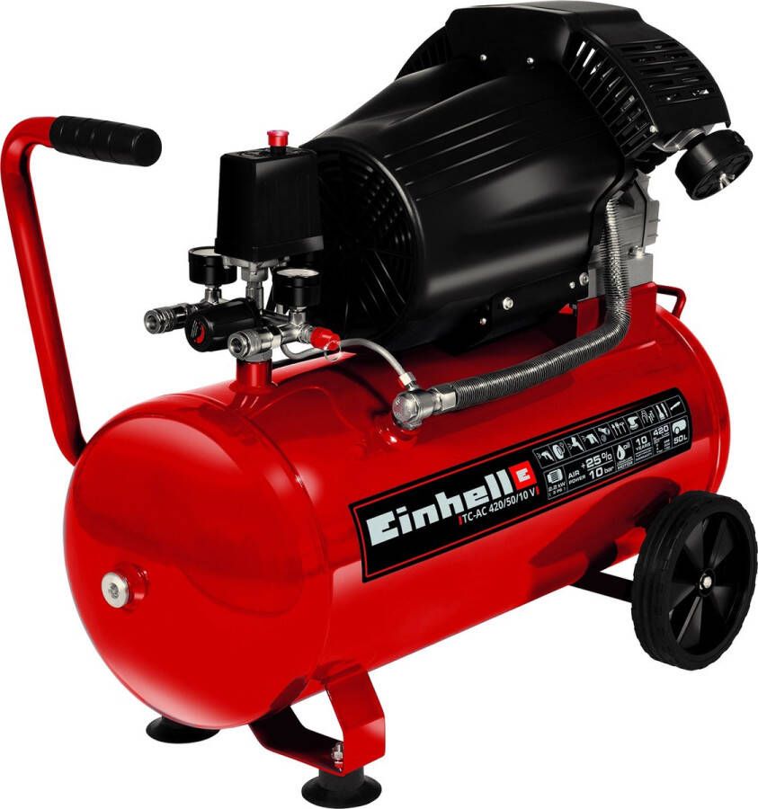 Einhell Elektrische Compressor TC-AC 420 50 10 V 2200 W 10 bar 50 L tank Aanzuigcapaciteit: 420 l min Oliegesmeerd Riemaandrijving