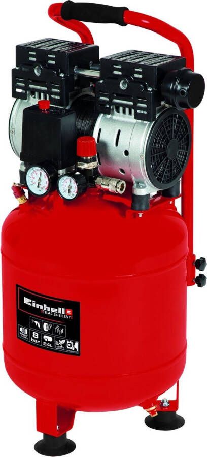 Einhell Elektrische Compressor TE-AC 24 Silent 750 W 8 bar 24 L tank Aanzuigcapaciteit: 135 l min 57 dB (Stiller dan normale compressoren) Olievrij