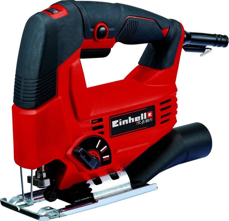 Einhell Decoupeerzaag TC-JS 80 1 (550 W slagfrequentie 1000-3000 min-1 toerentalelektronica 4-traps pendelslag stofafzuiging gereedschapsloze zaagbladwissel)