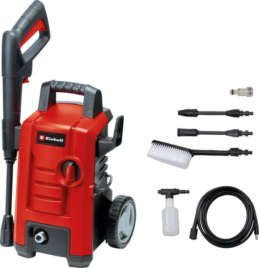 Einhell Elektrische Hogedrukreiniger TC-HP 130 1500 W Max. 130 bar 390 l u Incl. 5m hogedrukslang pistool lans sproeiers borstel en schuimsproeier
