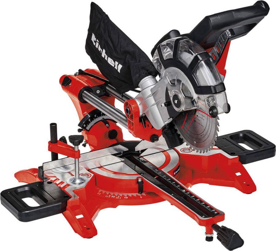 Einhell Elektrische Radiaal Afkort- Verstekzaag TC-SM 2131 2 Dual 1800W Ø210 mm Zaagkop kantelbaar naar links en rechts Met Laser Incl. 48 tands zaagblad