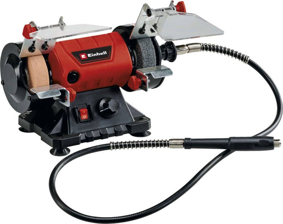 Einhell Werkbankslijpmachine Multitool TC-XG 75 Kit 120 W 0-9.900 t min ø75x10x20 mm Vonkenbeschermers Incl. 1x Slijpsteen (K120) 1x Polijstschijf (K400) Flexibele as en Accessoireset