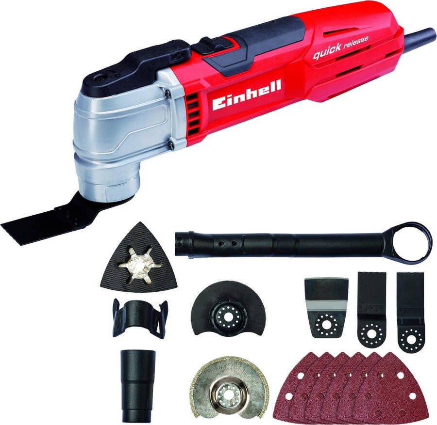 Einhell Elektrische Multitool TE-MG 300 EQ 300 W Snelheid & Constante elektronica Incl. 6x schuurpapier schraper en 4 verschillende zaagbladen