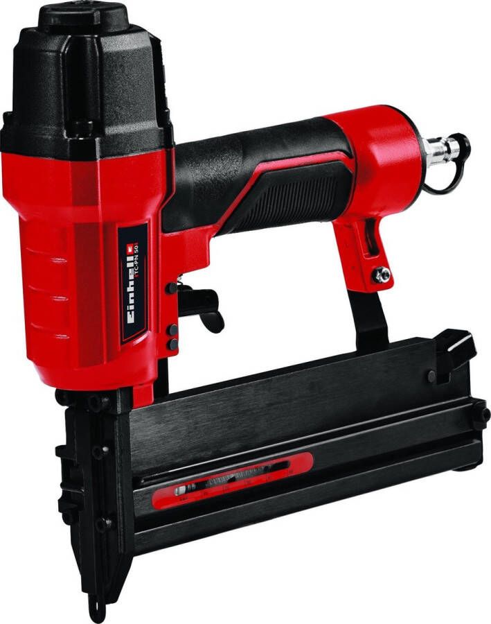 Einhell Pneumatische Tacker TC-PN 50 (schiet nieten en spijkers vulstand indicator anti-slip rubberen handgreep diepte afstelling Incl. 1500 nietjes en 2000 spijkers transport en opbergkoffer)