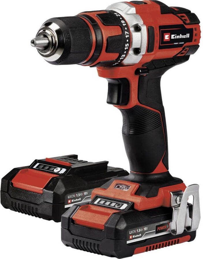 Einhell Power X-Change TE-CD 18 40-1 Li (2x1 5 Ah) 4513939 Accu-schroefboormachine 18 V 1500 mAh Li-ion Incl. 2 accus