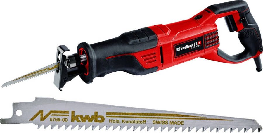 Einhell Reciprozaag TE-AP 750 E (750W 20mm hefhoogte slagsnelheidselektronica zaagschoen verstelbaar zonder gereedschap zaagbladwissel zonder gereedschap softgripgebied incl. zaagblad voor hout)
