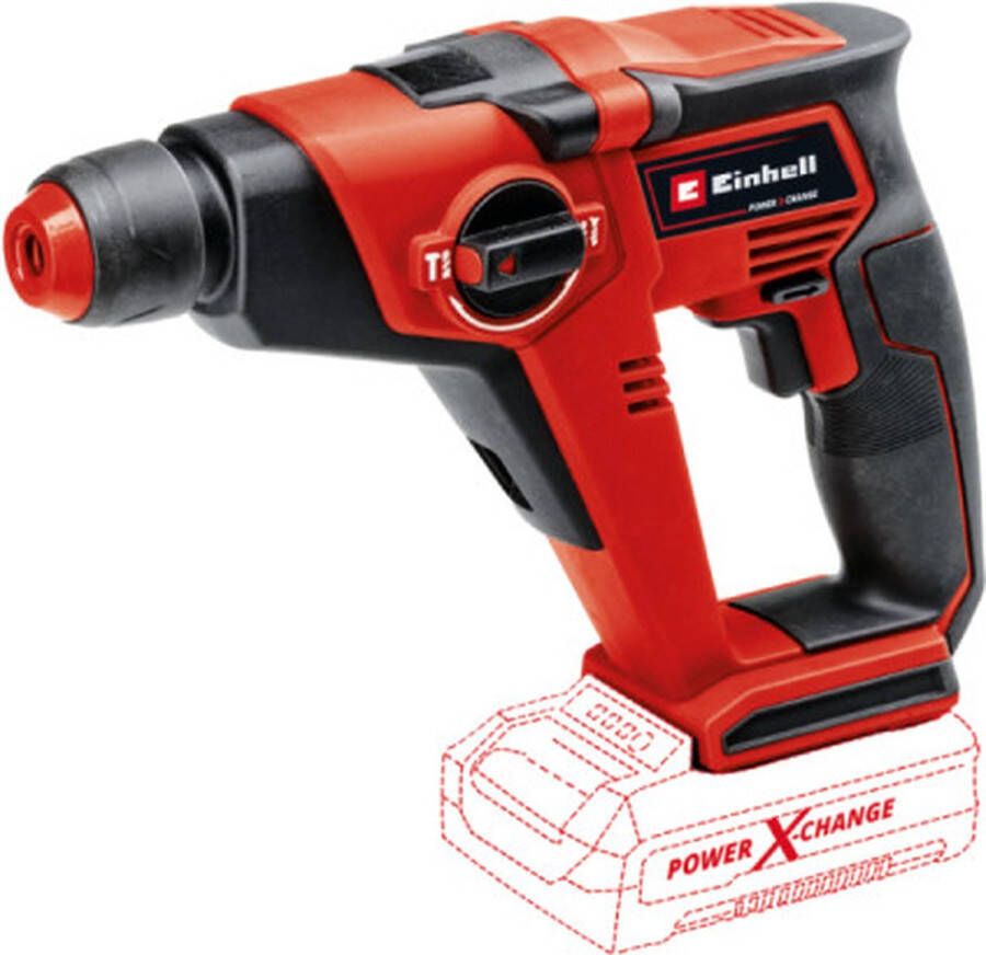 Einhell Accu Boorhamer TE-HD 18 12 Li Solo Power X-Change 18 V Li-ion 1 3 J boorprestaties in beton 12 mm SDS-plus gereedschapshouder LED-lamp Excl. Accu en lader
