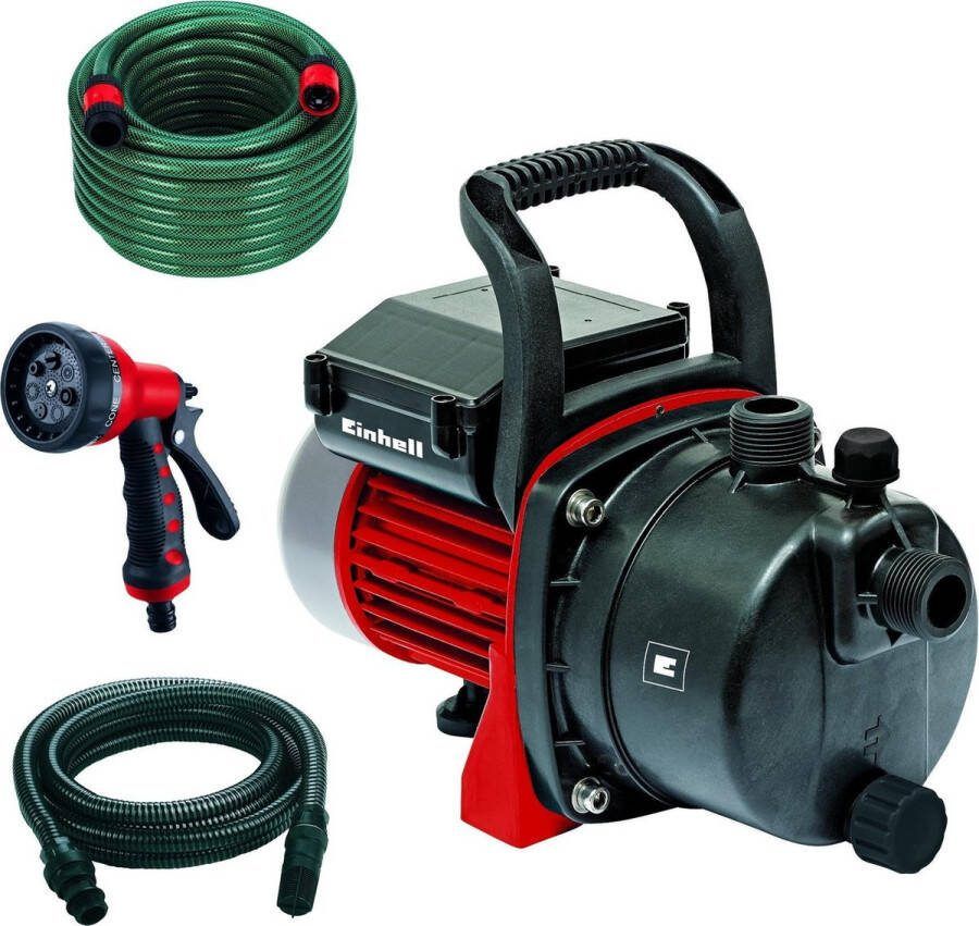 Einhell Elektrische Tuinpomp GC-GP 6538 Set I 650 W 3800 l u 3 6 bar Max. opvoerhoogte: 36 m Max. Zuighoogte: 8 m Incl. 4 m zuigslang 20 m tuinslang en een sproeikop